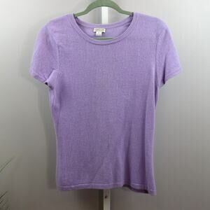 Investments 100% Cashmere Short Sleeve Sweater Lavender Size L Purple